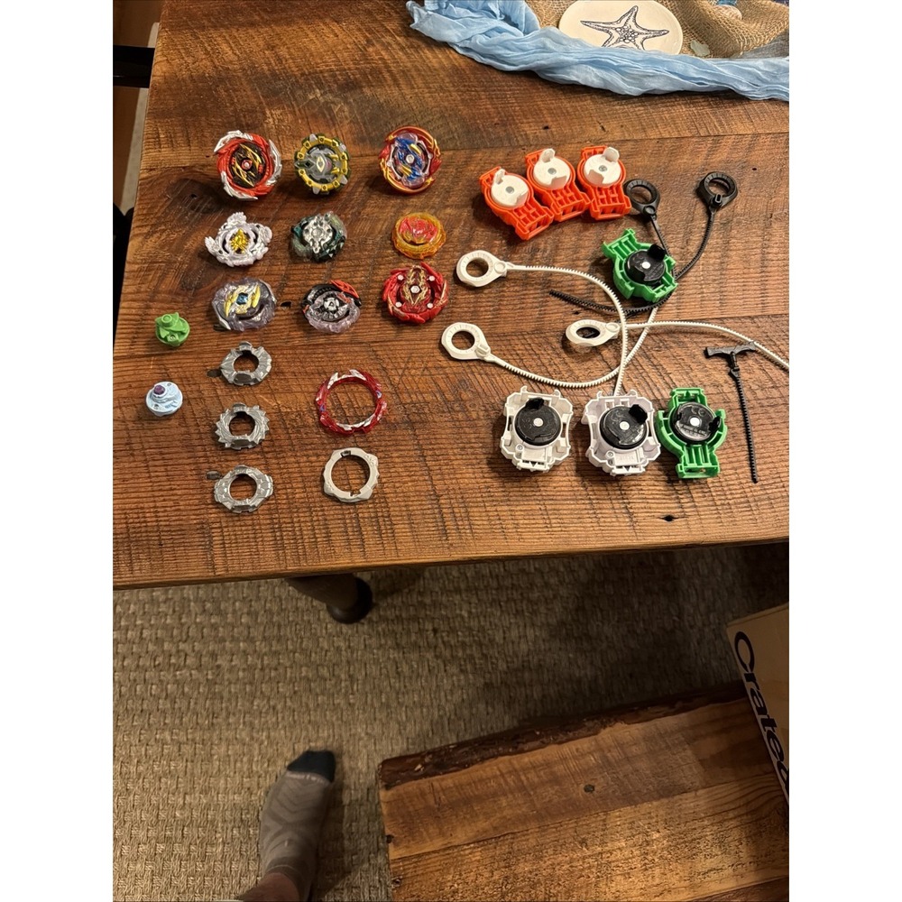 Beyblade Burst Lot Multicolor Tops with Launcher Set Used TAKARA TOMY